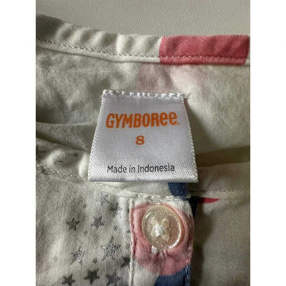 Gymboree Cozy Fairy Tale Polka Dot Star Swing Top Pink Blue Ivory 8 Cotton